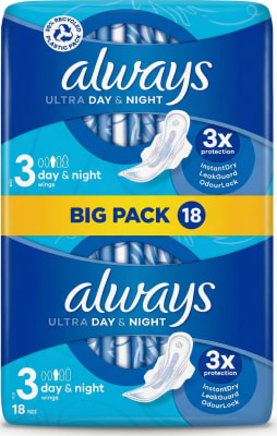 Always ultra dömubindi night 18 stk.