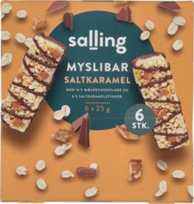 Salling múslístangir með mjólkursúkkulaði og saltkaramellu 6 stk. 150 g