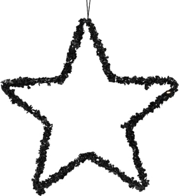 Járnstjarna Glitter svört 15cm (72)