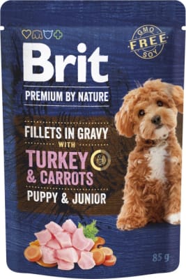 Brit PBN Dog Puppy&Junior Fillets in Gravy with Turkey & Car
