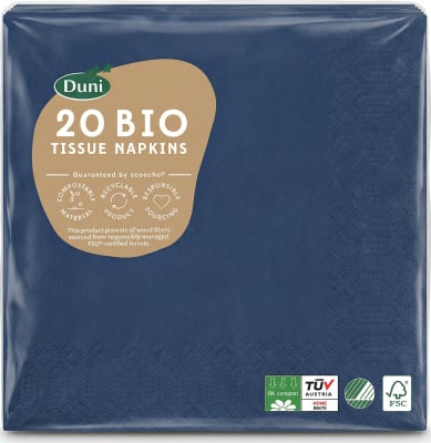 Duni Bio Tissue servíettur, dökkbláar, 33 x 33 cm, 40 stk