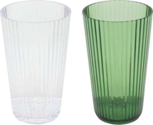 Glas plast rifflað 300ml h:10cm 2 mismunandi 1stk