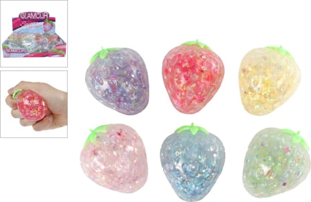 Glitter Squeezy Strawberry 6cm. Displ-12