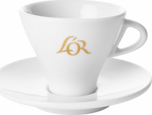 L´OR Kaffi postulínsbollar og undirskálar 6x175ml