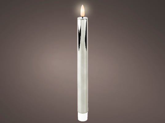 LED Dinnerkerti SHINY Silfur 25cm. (12)
