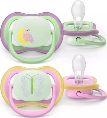 Philips-AVENT Snuð 6-18 Mán 2stk UltraAir Nætursnuð Fugl og fiðrildi