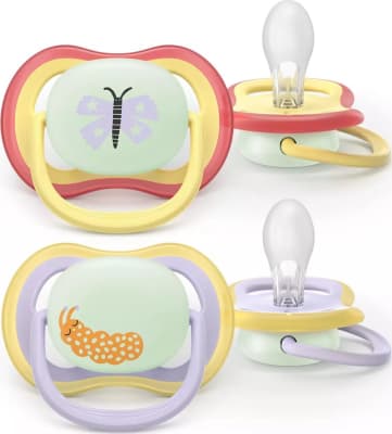 Philips-AVENT Snuð 6-18 Mán 2stk UltraAir Nætursnuð Lirfa og Fiðrildi