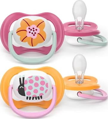 Philips-AVENT Snuð Ultra Air 6-18 mánaða 2stk bleikt/appelsínugult