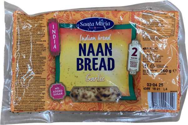 Santa Maria Naan brauð með hvítlauk (2 stk)
