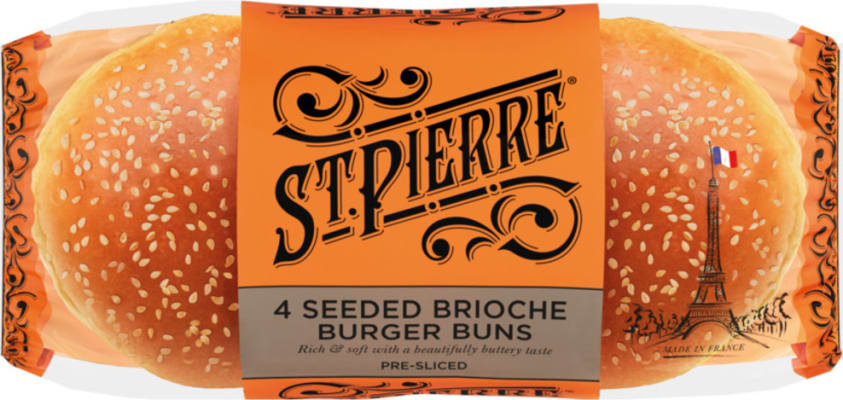 St P Burger Buns Brioche 62,5g 4pk W/Seed
