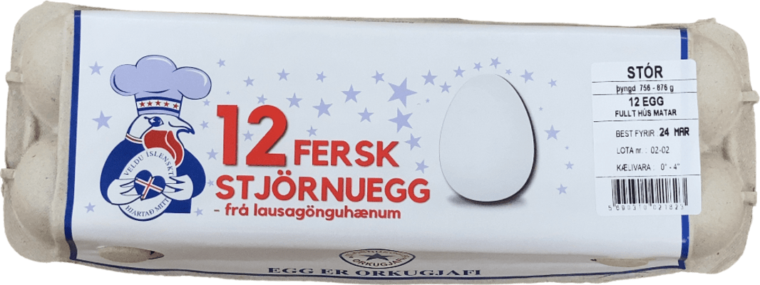 Stjörnuegg Stór egg frá lausagönguhænum 12 stk