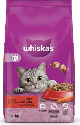 Whiskas þurrfóður fyrir fullorðna ketti með nautakjöti 1900 g