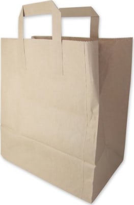 Bréfpoki brúnn m/handfangi 26x14x32cm 250 stk/ks