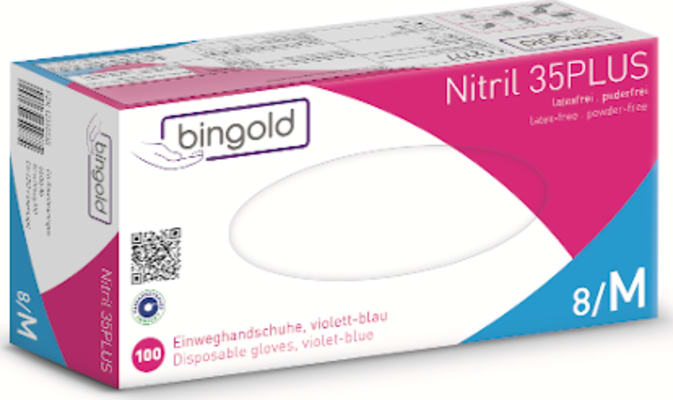 Nitril BINGOLD 35+ bláir M 100stk