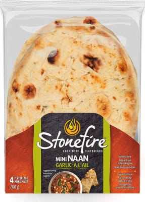 Mini Naan Brauð, Hvítlauks, 4 stk/pk, 14 pk/ks