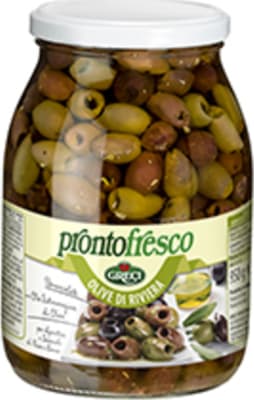 Ólífur blandaðar í ólífuolíu steinlausar 950g Greci