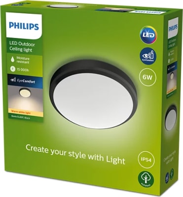 /Doris Ceiling 6W 27K Svartur IP54 HV