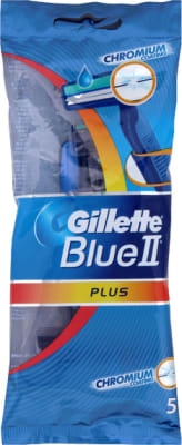 Gillette Blue II Plus með föstum haus, gott grip (5pk)