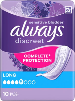 Always Discreet þvaglekabindi Long 5 dropa 10stk