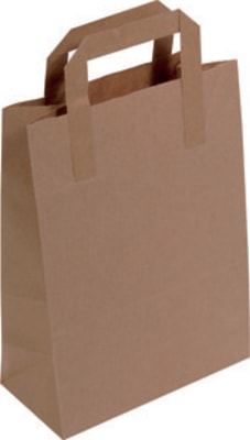 Bréfpokar brúnir m/haldi 20x10x28cm 250stk