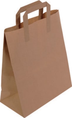 Bréfpokar brúnir m/haldi 26x14x32cm 250stk