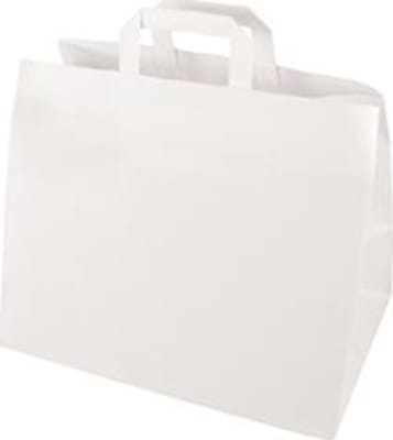 Bréfpokar hvítir 27x32x17cm með haldfangi 50 stk (8)