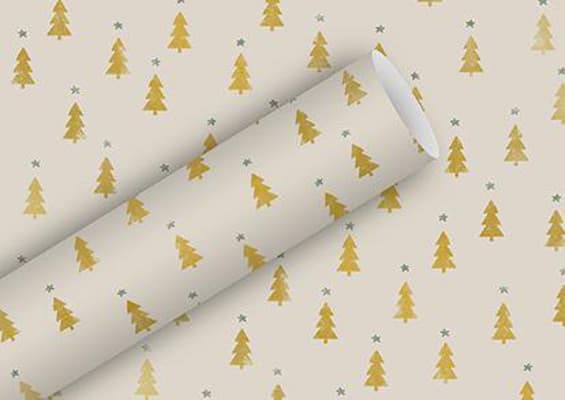 Braun Company Gjafapappír 2m x 70cm Tiny Trees gold