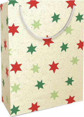 Braun Company Gjafapoki 20x28x10cm ByNature Stars red & green