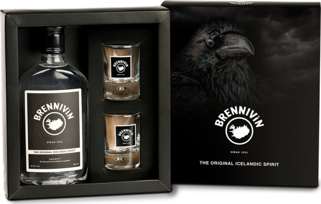 Brennivín askja + 2 staupglös