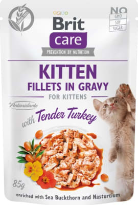 Brit CCat Pouches w/Tender Turkey Kitten 85g