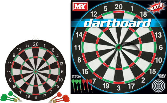 Dartborð Stórt 43cm. m/6 pílum (12)