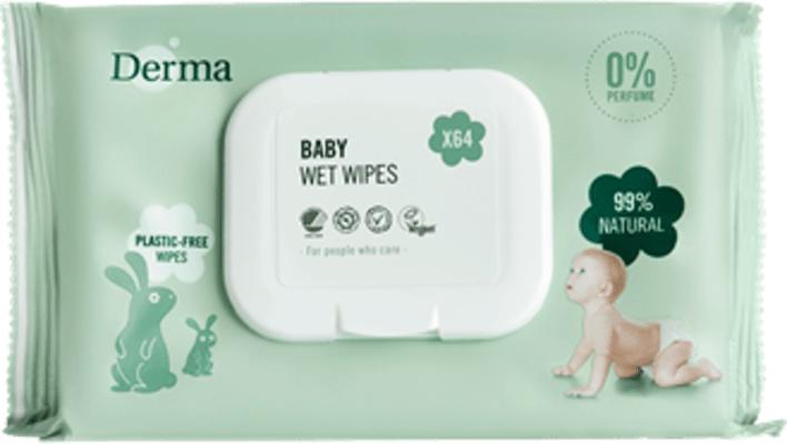 Derma Baby Wet Wipes blautklútar 0% 64st (12)