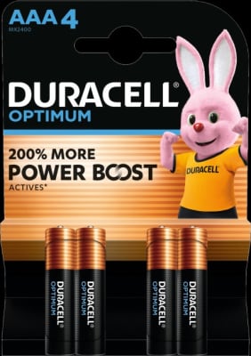 Duracell Optimum Power Boost 200% AAA rafhlöður 4stk