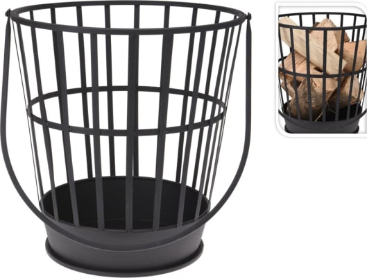 Fata með haldi fyrir eldivið metal black