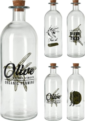 Glerflaska 0,5ltr með korktappa olive