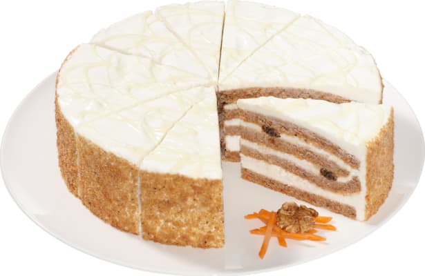 Gulrótarkaka 4ra laga 12 sneiðar Ø: 24cm. 2kg. Erlenbacher