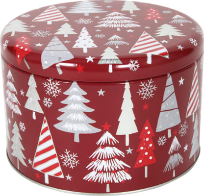 Hit Box jóla ö18cm h:12cm rautt með jólatrjám