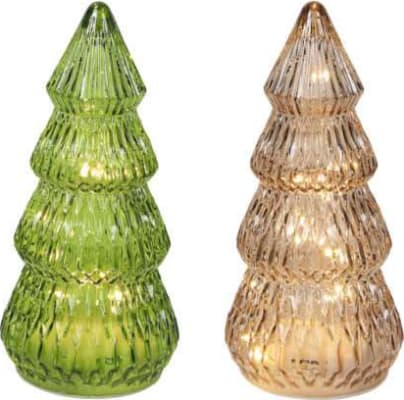 Hit Jólatré gler LED riffluð 21cm 2mism 1stk