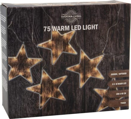 Hit Ljósasería 5 stjörnur 200x45 LED 75ljós warm