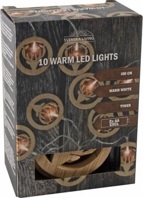 Hit Sería 10 ljósa hreindýr viður timer LED 2xAA
