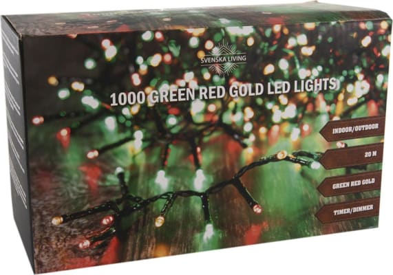 Hit Sería 20mtr 1000 ljósa marglit LED red/green/gold