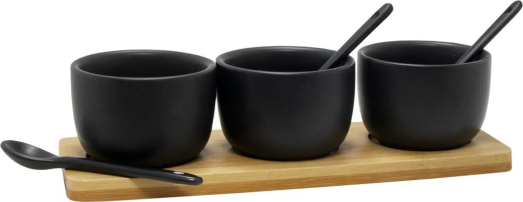 Hit Skálasett 3stk með skeið og viðarplatta black