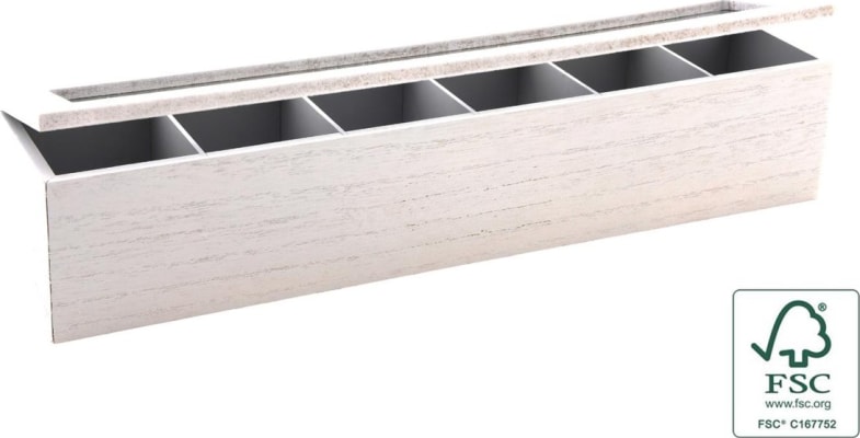 Hit Tebox með 6 hólfum og glerloki white