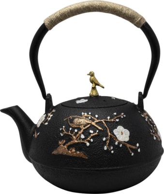 Hit Teketill 1ltr pottjárn með gylltum fugli black