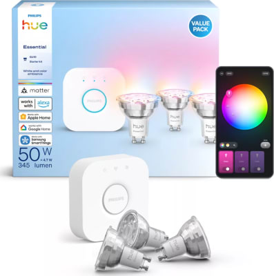 HUE Start GU10 Essentials 3 perur og brú RGBW