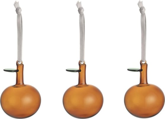 iittala OIVA TOIKKA epli 3stk upphengi gler brown