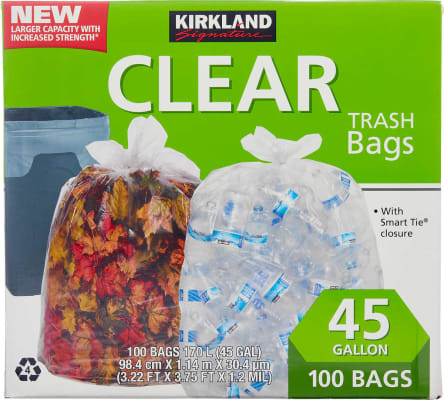 KS 45 GAL CLEAR TRASH BAG