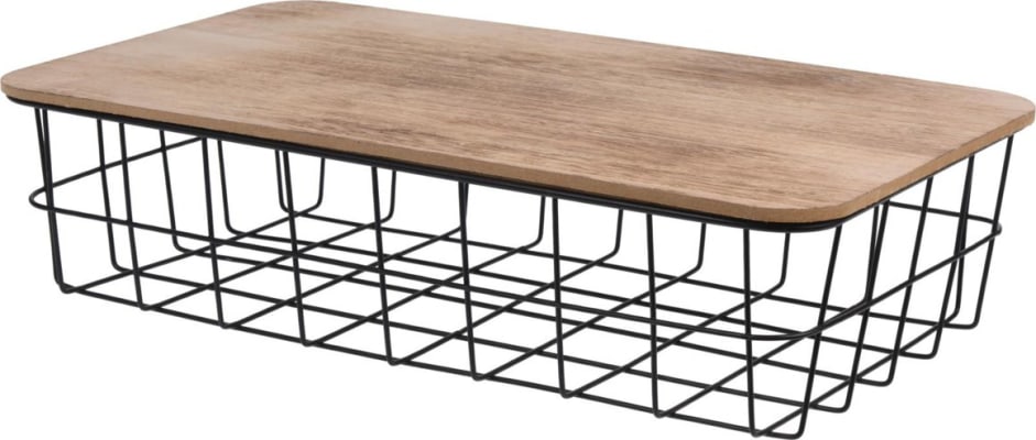 Karfa 40x23x10 með viðarloki metal black