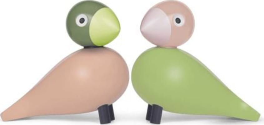 Kay Bojesen Ástarfugl ljós grænn og rósóttur