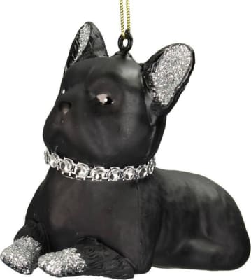 Kersten Jólaskraut upphengi hundur gler 9,8cm black